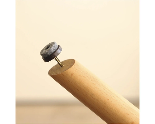 Picior din lemn cu alunecător din pâslă și șurub