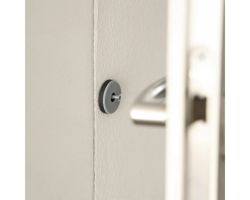 Limitator de ușă gri montat pe perete