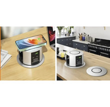 Priza de masă cu stație de încărcare wireless integrată pentru dispozitive electronice