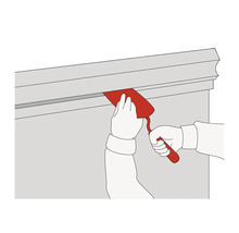 Ilustrație a unei persoane care folosește un cuțit de chit pentru a chitui