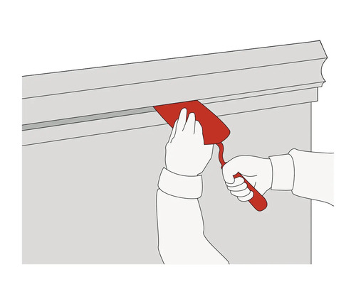 Ilustrație a unei persoane care folosește un cuțit de chit pentru a chitui