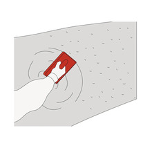 Ilustrație cu o mână care tencuiește un perete cu o gletieră