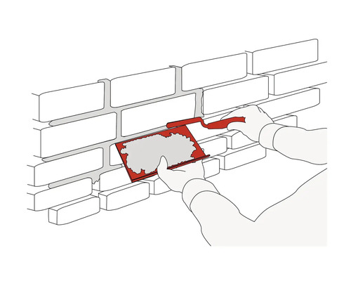 Ilustrație: Rosturile unui zid de cărămidă sunt umplute cu o placă de chituire