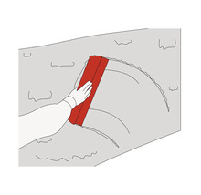 Ilustrație cu o mână care lucrează un perete cu o spatulă