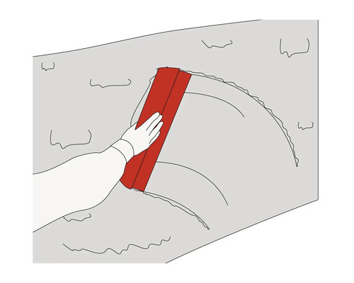 Ilustrație cu o mână care lucrează un perete cu o spatulă