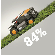 Robot de tuns iarba cu tracțiune integrală pe gazon înclinat