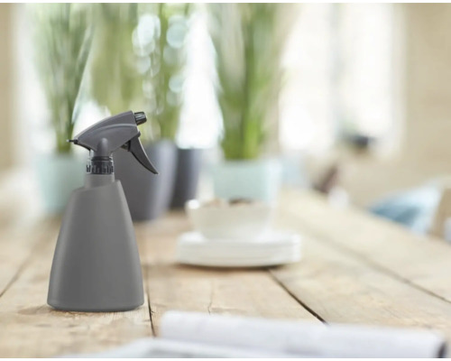 Pulverizator pentru plante pe o masă din lemn