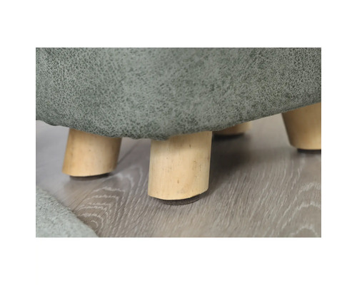 Imagine detaliată a unui taburet cu tapițerie și picioare din lemn