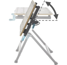 Banc de lucru reglabil cu simbol săgeată care indică reglarea înclinării