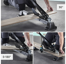 Tăietor de laminat în uz cu setări de unghi de la 0 la 180 de grade și 90 de grade.