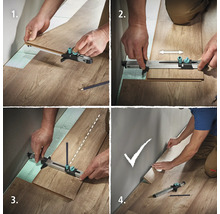 Vizualizări multiple ale unui instrument de montaj laminat în uz