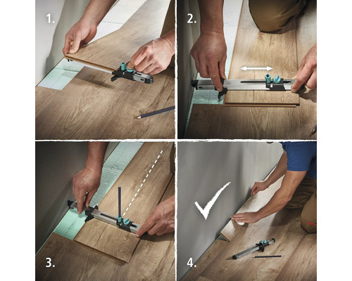 Vizualizări multiple ale unui instrument de montaj laminat în uz