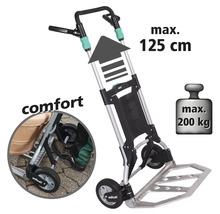 Cărucior de transport Wolfcraft cu înălțime maximă de 125 centimetri și capacitate portantă de 200 kilograme