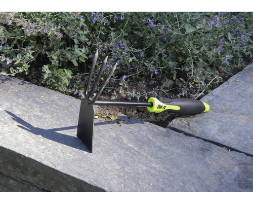 Sapă de grădină cu gheară cu trei dinți și mâner