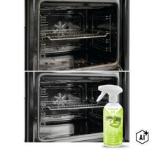 Comparatie inainte si dupa curatarea cuptorului cu spray-ul pentru curatat cuptoare si gratare Rakkuun (Image AI modified or generated)