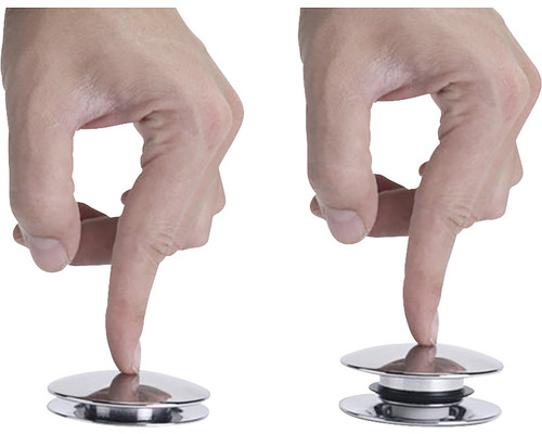 Dop de chiuvetă cu deget, afișat deschis și închis