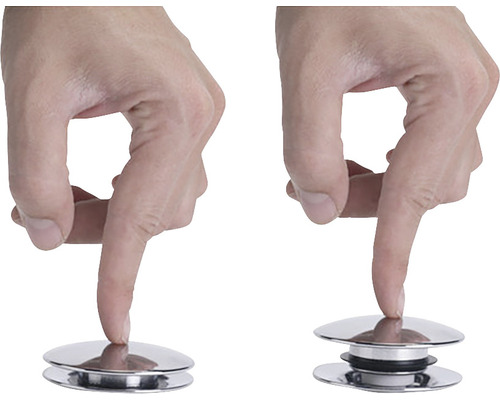 Dop de chiuvetă universal cu operare cu degetul în stare deschisă și închisă