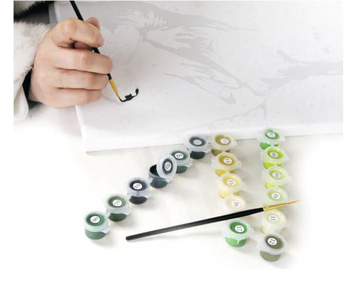 Set de pictură după numere cu pensulă și recipiente pentru vopsea