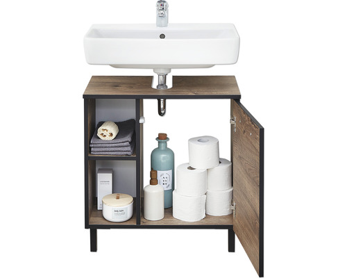 Dulap de bază pentru lavoar cu lavoar, compartiment deschis și hârtie igienică