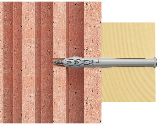 Element de fixare într-un zid cu o bucată de lemn.