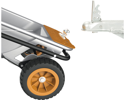 Prim-plan cu o roabă cu cârlig de remorcare