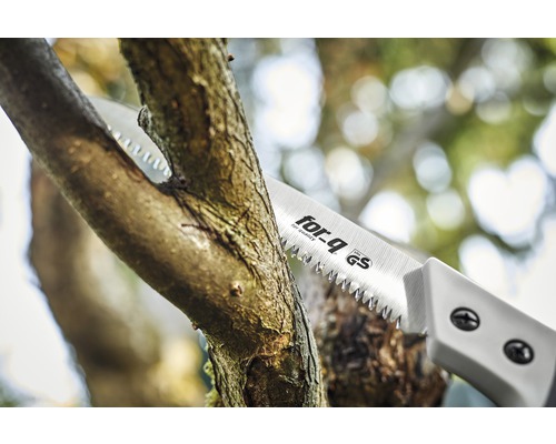 Fierăstrău de grădină care taie o ramură