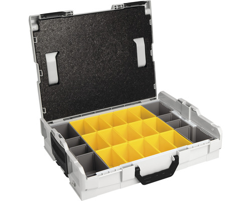 Cutie de scule deschisă cu compartimente pentru depozitare și organizare