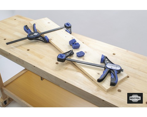 Banc de lucru cu două cleme de o singură mână, piesa de lucru și fălci de prindere