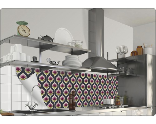 Scenă de bucătărie cu folie de protecție pentru perete cu model floral