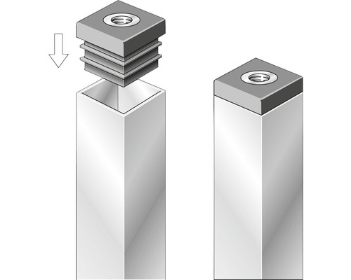 Introducerea unei piulițe opritoare de tub pătrat într-un tub pătrat