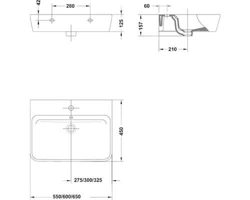 Desen tehnic al unei chiuvete cu dimensiuni