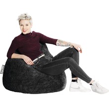 Fotoliu puf beanbag Sitting Point Fluffy XL negru 70x110 cm-thumb-1