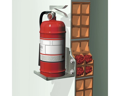 Extinctor de incendiu montat pe perete cu suport pentru stingerea incendiilor