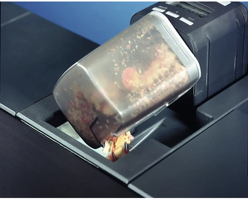 Hrănitor automat pentru acvarii cu recipient pentru alimente