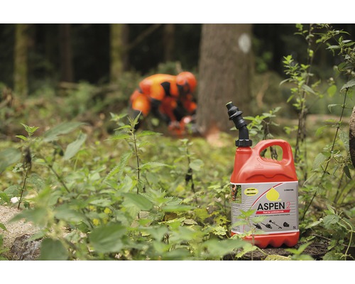 Canistră de combustibil Aspen în 2 timpi cu gât de umplere în pădure