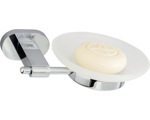 Săpunieră de perete cu săpun și logo Ravak