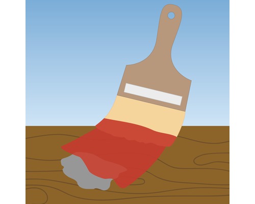 Ilustrație cu o pensulă aplicând vopsea pe lemn