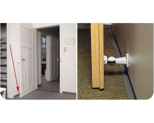 Ușă cu opritor de ușă montat pe perete