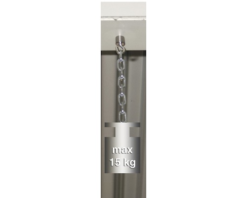 Cârlig magnetic de tavan cu lanț și capacitate maximă de încărcare de 15 kilograme.
