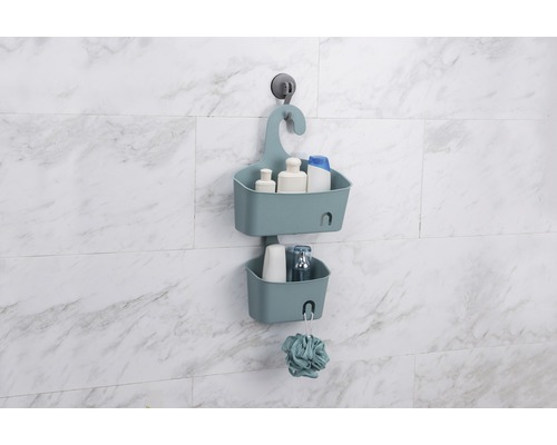 Raft de baie cu două coșuri pentru depozitarea articolelor de baie