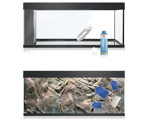 Acvariu cu decor pentru montarea unui poster