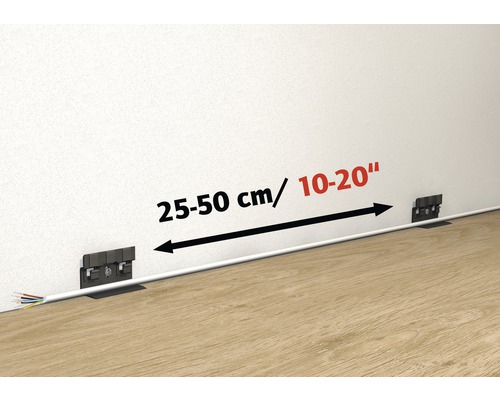 Distanța dintre elementele de fixare ale plintei este de 25 până la 50 de centimetri