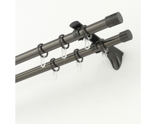 Bară dublă pentru perdele cu inele și cârlige pentru perdele