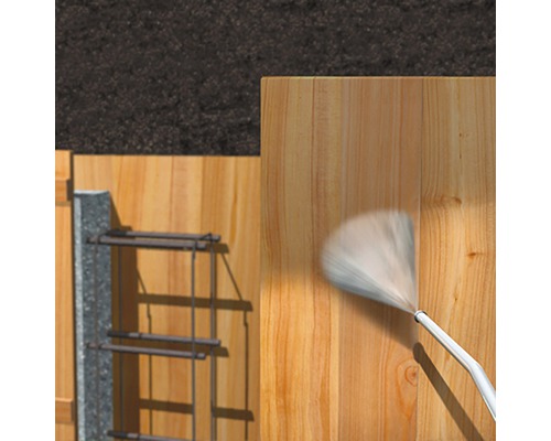 Groapă de construcție cu cofraj din lemn și beton torcretat