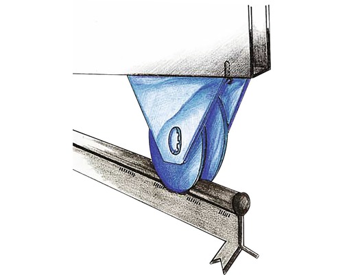 Ilustrație cu o roabă cu roată pe o șină