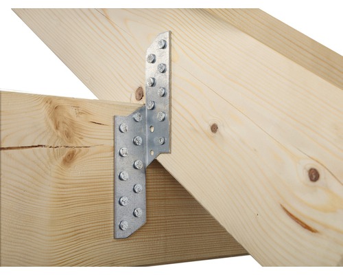 Conector de lemn cu șuruburi fixat pe grinzi de lemn