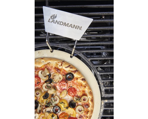 Logo Landmann cu pizza pe un grătar