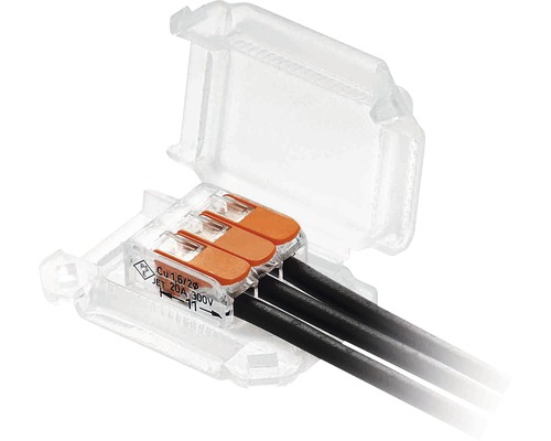 Bloc de borne cu trei conductoare și carcasă transparentă