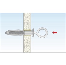 Ancore metalice cu ochi Tox Pirat Skippi Ø10x52 mm, filet metric M5, pachet 2 bucăți, pentru perete fals