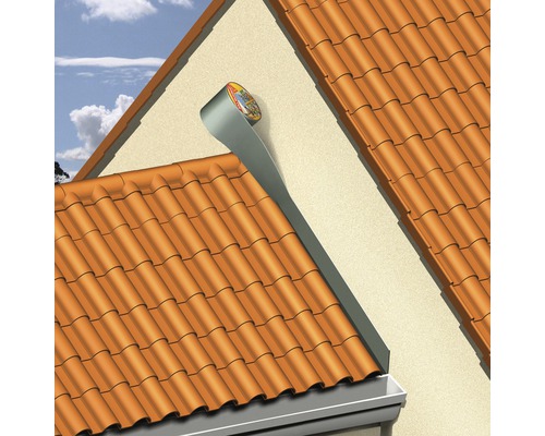 Reprezentare a unei case cu bandă de etanșare aplicată pentru etanșarea acoperișului și a fațadei.